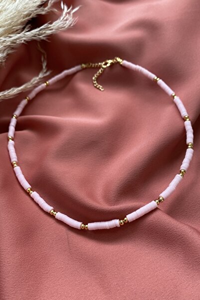 Tahtakaledeyim المرأة الوردي فيمو مطرز قلادة