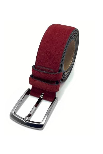 Bosskan Burgundy Suede Leather Belt 100% Genuine Leather