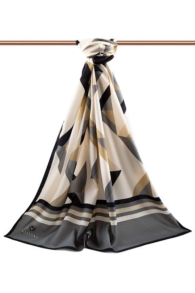 Vissona Γυναικείο σάλι πολυτελείας Medina Silk Grey-3