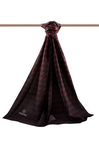 Vissona Γυναικείο πολυτελές μεταξωτό σάλι Medina Claret Red-1