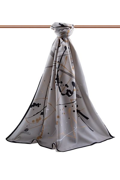 Vissona Γυναικείο σάλι πολυτελείας Medina Silk Grey-3