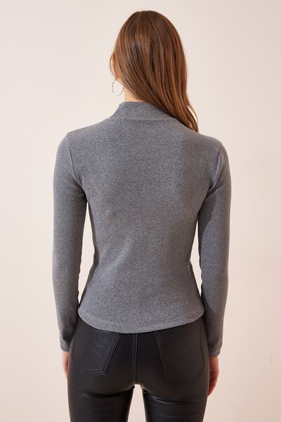 Happiness İstanbul Dámská zakouřená pletená halenka se šňůrkou GT00065