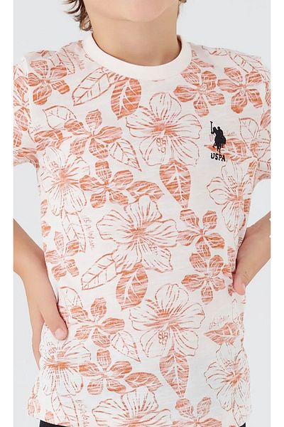 U.S. Polo Assn. Set de 2 tricouri cu mânecă scurtă pentru băiat, vanilie, cu frunze