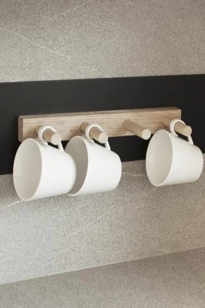 Vegüba Masif Ahşap Askı, Havlu Askısı, Bardaklık, Fincan Askısı Mutfak Askılık