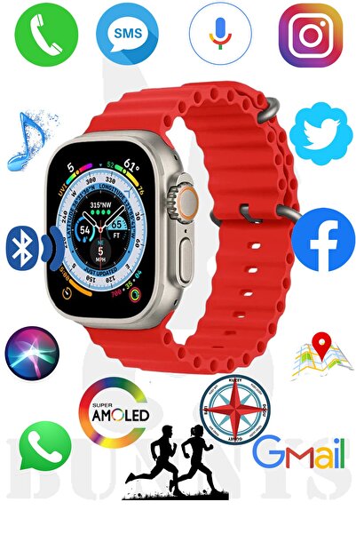 RABBİT STORE Oppo A54s Uyumlu Akıllı Saat Watch 8 Ultra 49mm Amoled Ekran Kon...