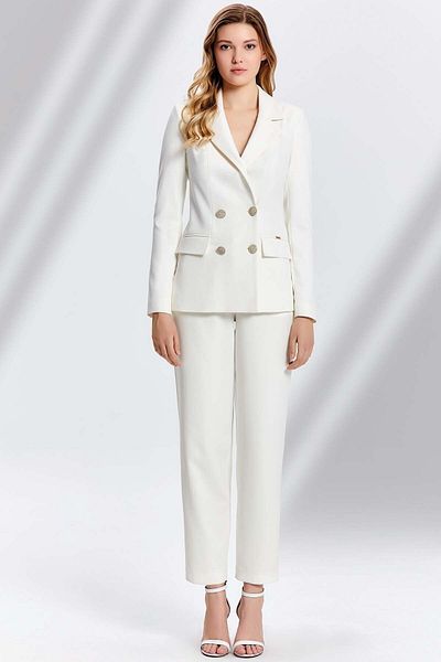 Guitar Straight Leg Ecru Woven Trousers