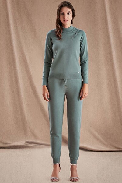 Guitar Dar Paça Yeşil Triko Pantolon