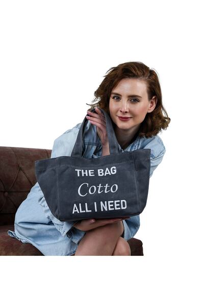 Cotto Shoes Gri Mumlu Kanvas Kadın Çantası