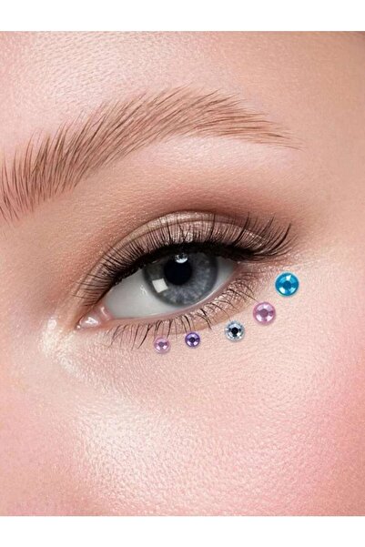 AKOLİFE Renkli Karışık Boyut Yüz Ve Saç Taşı / Kendinden Yapışkanlı Eye Tatto...