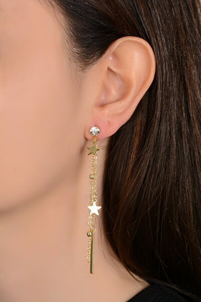 C&E Design Kadın Gold Yıldız Rüyası Sallantılı Küpe