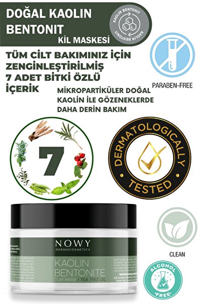 nowy Doğal Kil Maske(KaolinBentonite)YüzPeelingi-GözenekSıkılaştırıcı-Sivilce&AkneKarşıtı-YüzBakımMaskesi