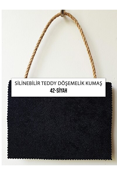 B'Dekor Koltuk Kumaşları Silinebilir Teddy Döşemelik Kumaş-siyah