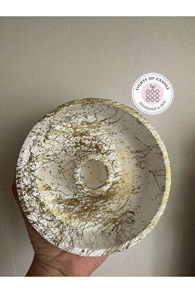 lıghts of candle handmade & 2020 El Yapımı Beton Mermer Desenli Şamdan Mumluk...