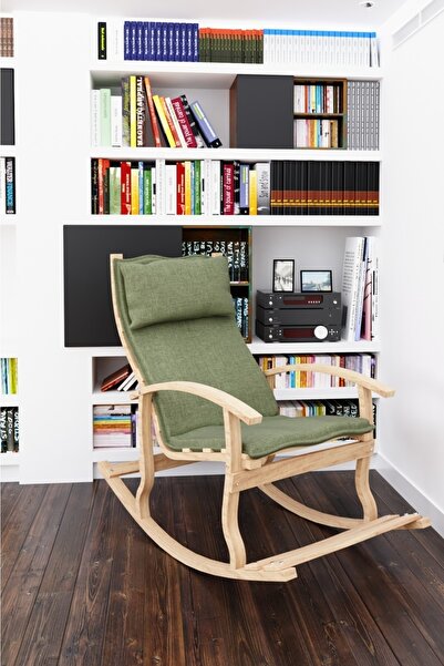 Genel Markalar Bernar Dogal Ahsap Padişah Ahşap Sallanan Sandalye Yeşil - Doğal