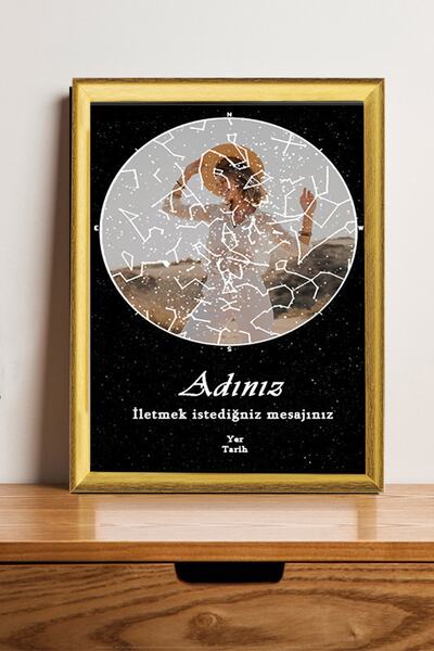 BNC DESIGN Kişiye Özel Yıldız Haritası Çerçeveli Gökyüzü Yıldız Haritası Doğum Günü Sevgiliye Hediye Tablo