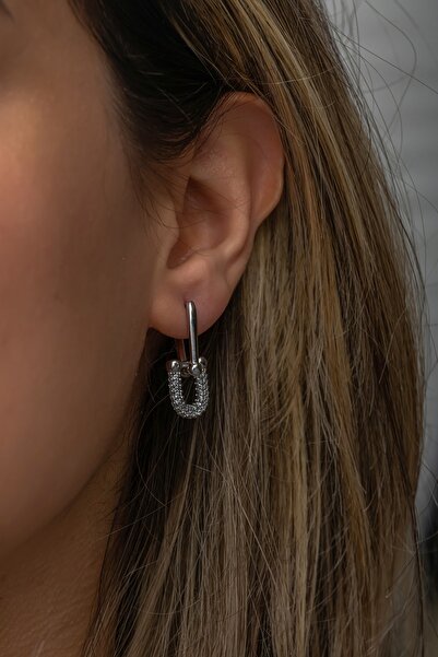 Nereze 925 Ayar Rodyum Kaplama Mıknatıs Şekil Tasarım Küpe Kadın Gümüş Küpe