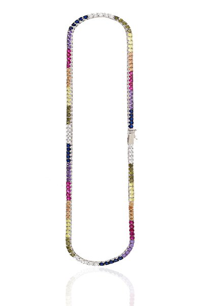 Midyat Nurtaş Gümüş Karışık Renkli Su Yolu 925 Ayar Gümüş Gerdanlık 201022215