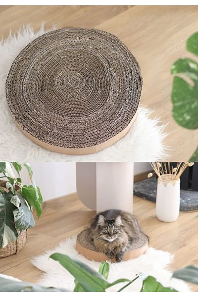 Elfora Luxury Cardboard Cat Scratching Bed - Double-Way Use