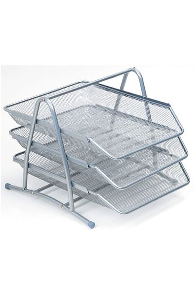 Rubenis Silver Set of 3 - Document Shelf Metal Perforated