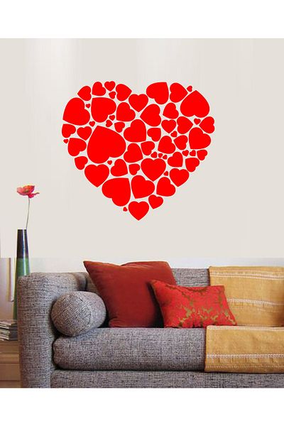 efekt reklam Mega Red Heart Adhesive Glass Living Room Bedroom Balcony Home Wall Ornament Decoration Paper Sticker