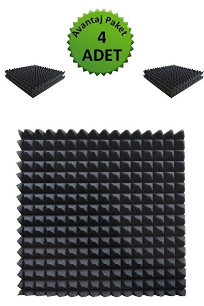 Birlik Sünger Akustik Yapışkanlı Ses Yalıtım Süngeri-50x50x4-piramit Kesim/4 Ad.