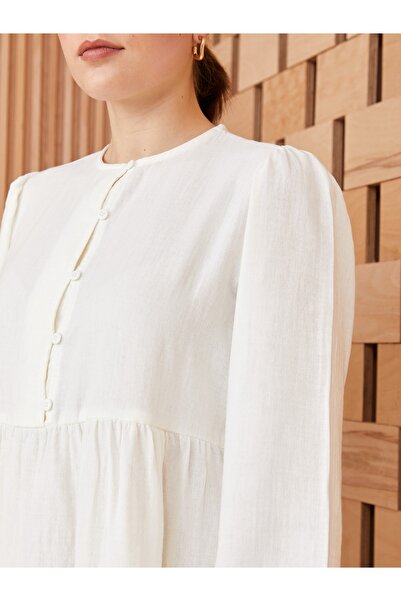 LC Waikiki Women's Dress - Crew Neck, Solid, Long Sleeve