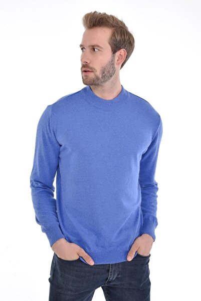 Çizgi Triko Чоловічий напіврибальський светр з ангорської вовни кольору індиго, стандартний крій