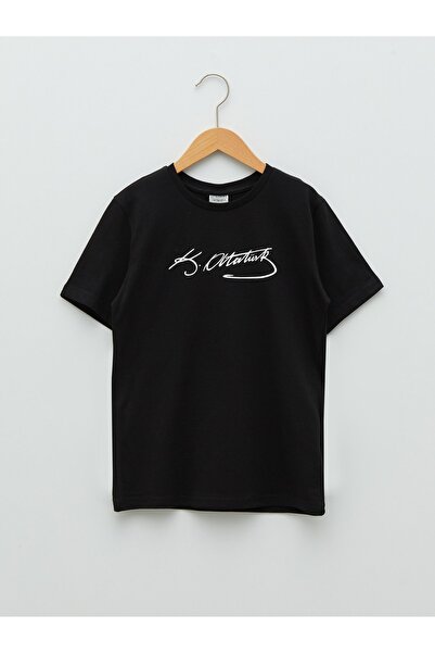 LC Waikiki Μπλουζάκι για αγόρια με κοντό μανίκι με λαιμόκοψη με υπογραφή Ataturk