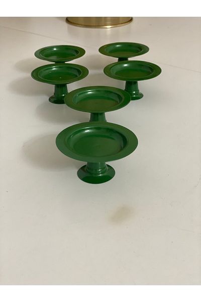 Elzem Decorative Green Color 6 Piece Macaron Holder Turkish Delight Holder Coffee Serving Bowl