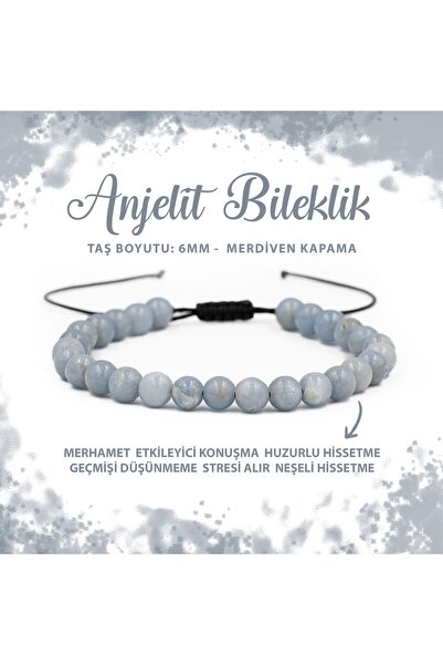 Deniz Doğal Taş Sertifikalı Anjelit 6mm Merdiven Kapama Doğal Taş Bileklik