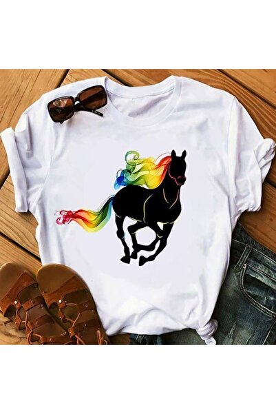 GALASHOP تي شيرت نسائي بطبعة رأس الحصان موديل 41