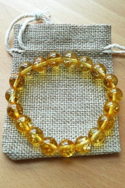 NBS Beautiful Naturel Stones Citrine (Balance, Blessings, Money Stones) Natural Stone Bracelet 8 Mm