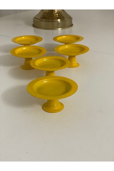 Elzem Decorative Yellow Color 6-Piece Macaron Holder Turkish Delight Holder Coffee Serving Bowl