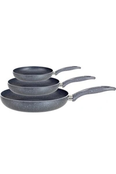 EVİNDA Granit Tek Kulp Tava Seti 18-22-30 Cm