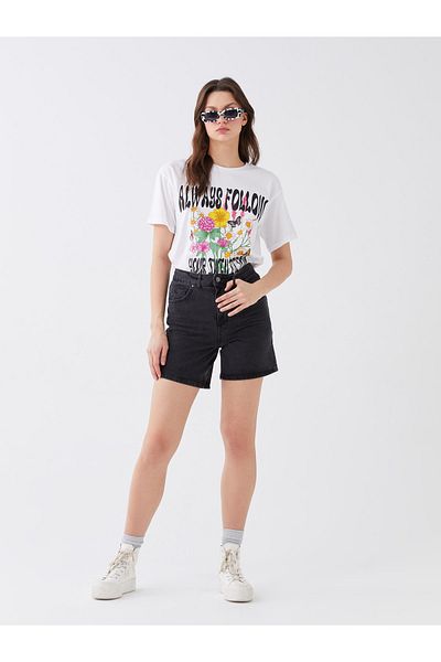 LC Waikiki Dámské džínové kraťasy LCW Slim Fit s vysokým pasem