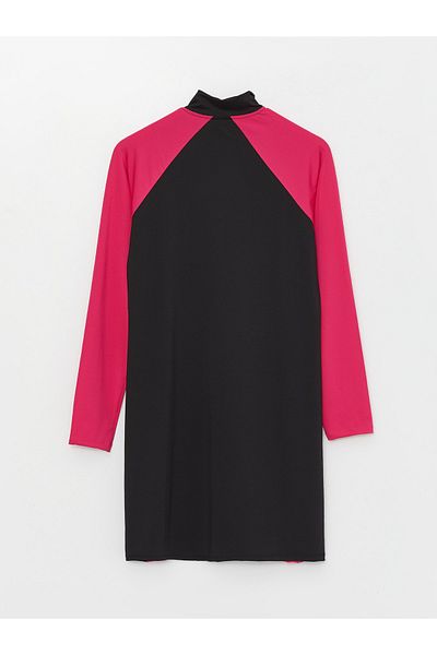LC Waikiki Color Blocked Stand Collar Long Sleeve Hijab Swimsuit Top