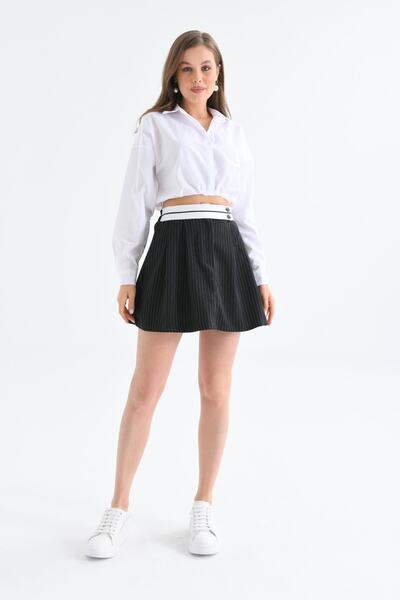 VOLT CLOTHİNG Gestreifter Rock mit elastischer Taille für Damen