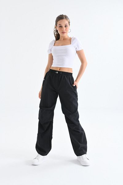 VOLT CLOTHİNG Women's Parachute Fabric Elastic Waist Trousers