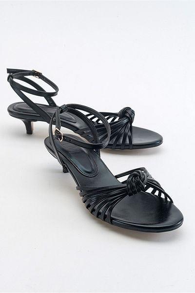 LuviShoes Vind Damen-Sandalen mit Absatz in Schwarz-Metallic