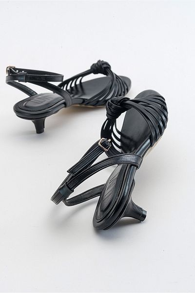 LuviShoes Vind Damen-Sandalen mit Absatz in Schwarz-Metallic