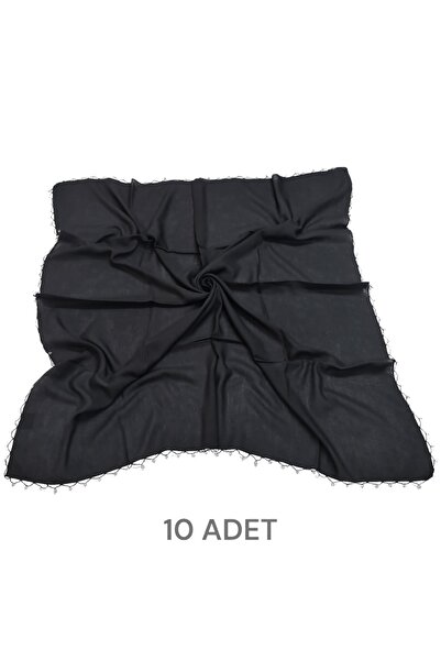 Gülsoy Kadın El Işi Boncuklu Pamuklu Tülbent Siyah 10 Adet