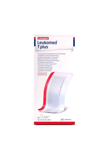 LEUKOMED T Plus 10 سم × 25 سم 50 قطعة - وسادة معقمة مقاومة للماء للجروح