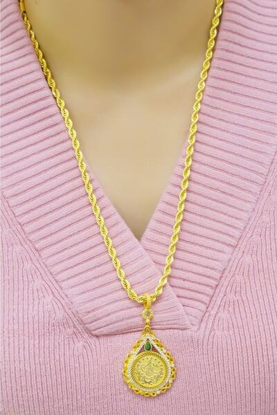 aytekgold Tuğralı Sonsuzluk Halat Kolye