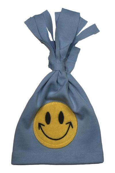 Albimama Happy Face Emoji Embroidered Hooded Baby Beanie (Flexible Fabric)