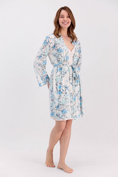 Arnetta Γυναικείο Σετ Νυχτικό Νυχτικό Μπλε Floral Μπλε εγκυμοσύνης