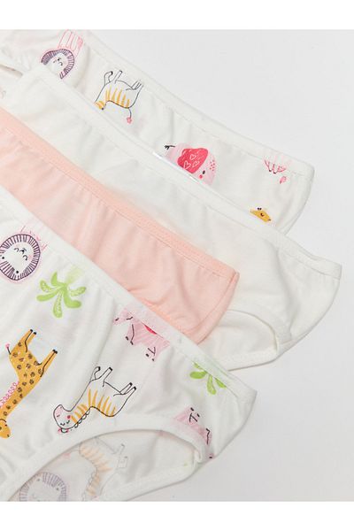 LC Waikiki Elastic Waist Printed Baby Girl Panties 4-Piece