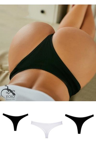 GECKO COLLECTION Set de 3 tanga cu corzi elastice