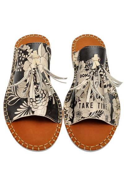 Dogo Women's Vegan Leather Multicolored Slippers - Dont Give Up Design