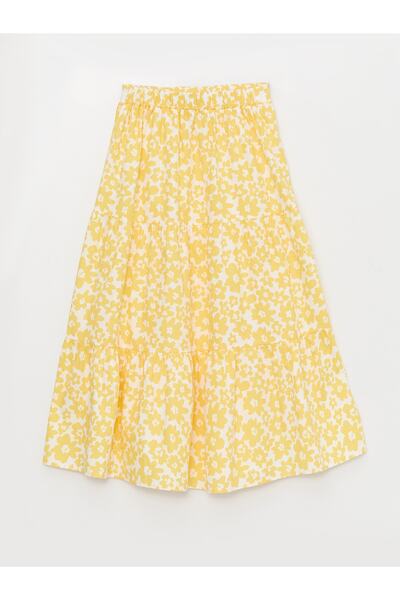 LC Waikiki Floral Ποπλίν Γυναικεία Φούστα με λάστιχο μέση