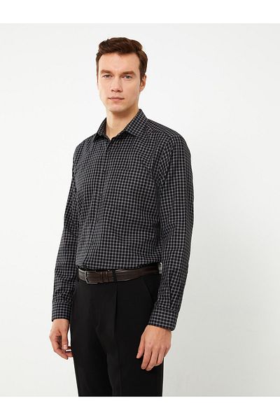LC Waikiki Kostkovaná Gabardine pánská košile Regular Fit s dlouhým rukávem